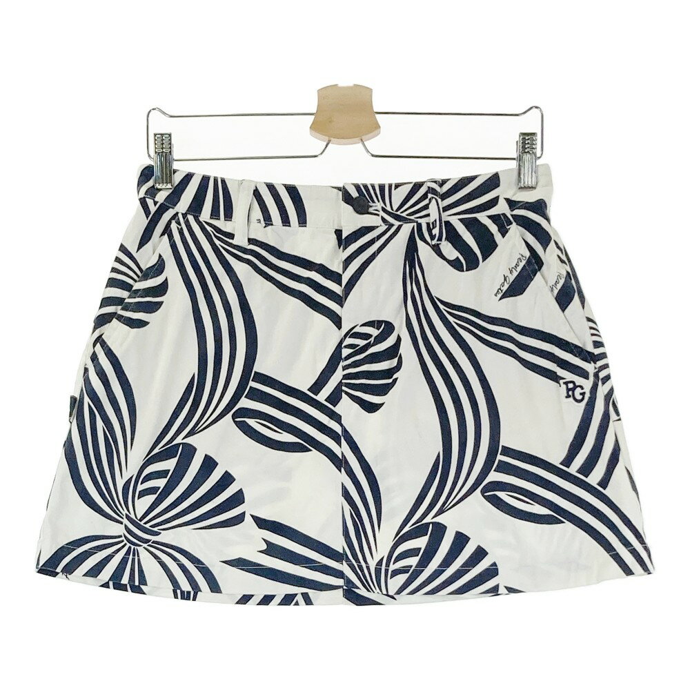 PEARLY GATES パーリーゲイツ 30周年 ストレッチスカート リボン 総柄 ホワイト系 1 【中古】ゴルフウ..