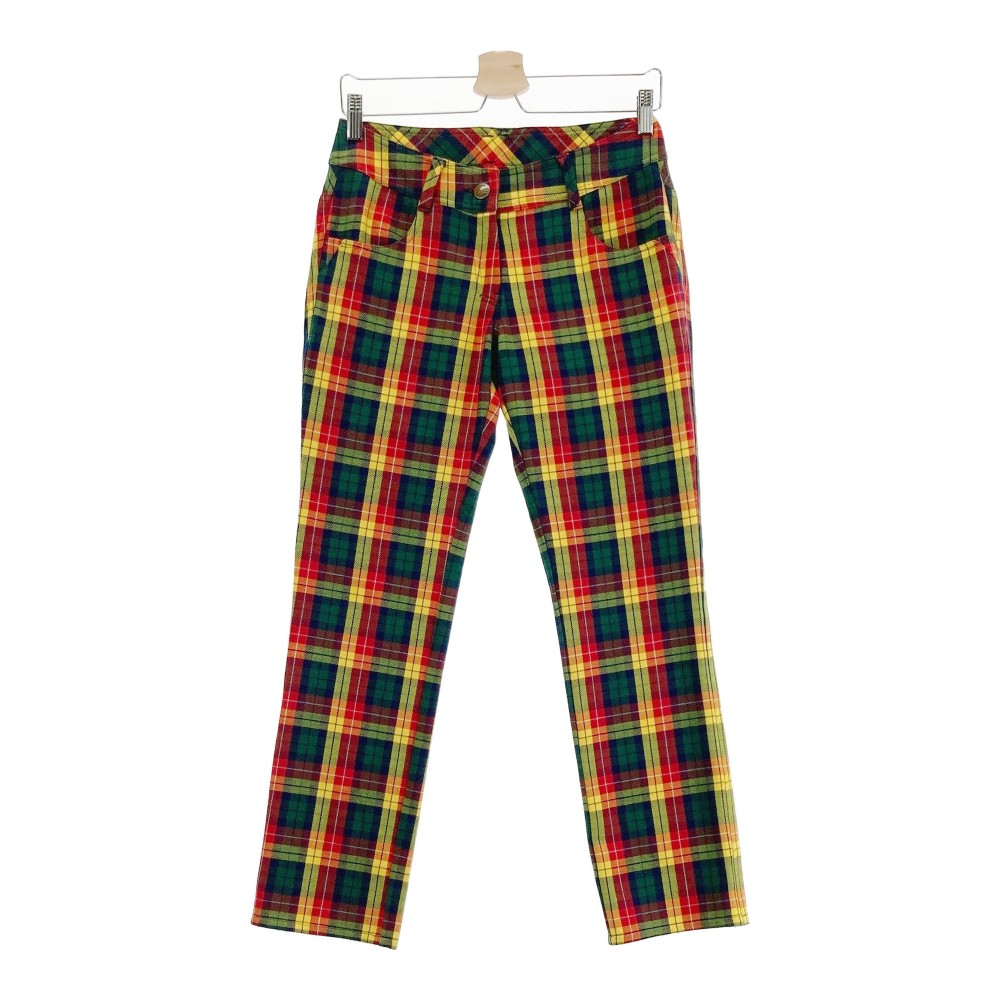 FILA GOLF フィラゴルフ ストレッチパンツ チェック柄 グリーン系 M 【中古】ゴルフウェア レディース