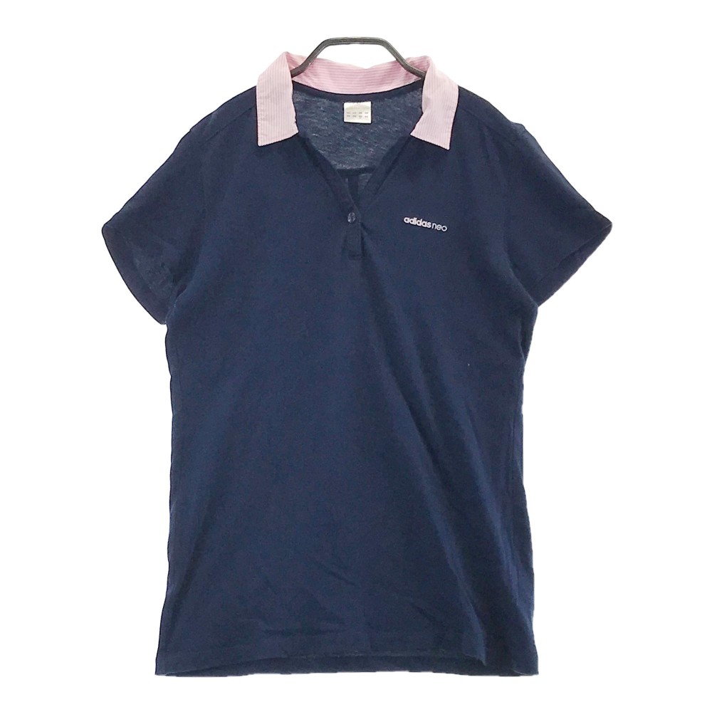 ADIDAS GOLF アディダスゴルフ BS0902 半袖ポロシャツ ネイビー系 OT 【中古】ゴルフウェア レディース
