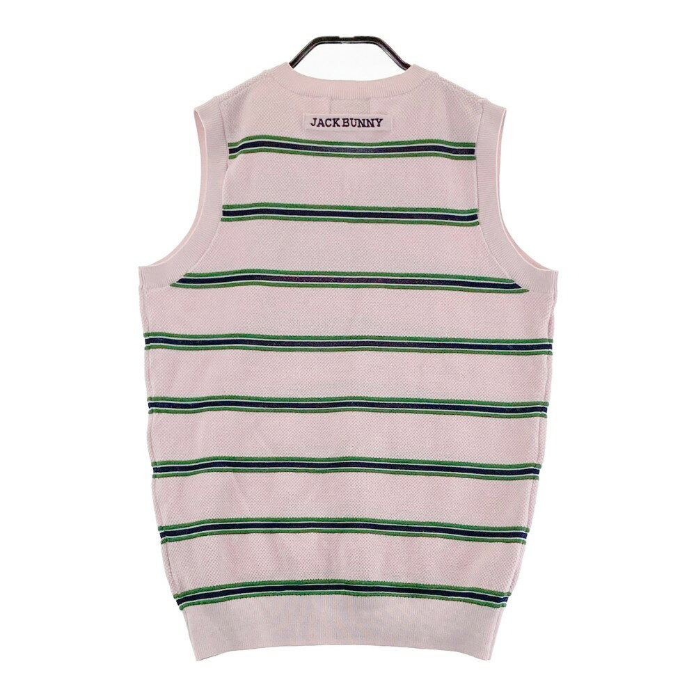 JACK BUNNY ジャックバニー ニットベスト ボーダー柄 ピンク系 1 【中古】ゴルフウェア レディース