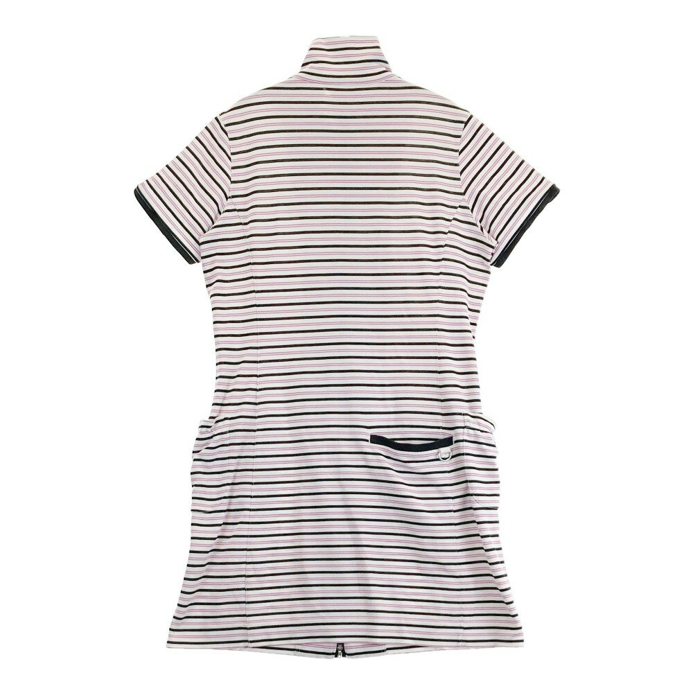 ADABAT アダバット 半袖 ジップワンピース ボーダー柄 ホワイト系 38 【中古】ゴルフウェア レディース