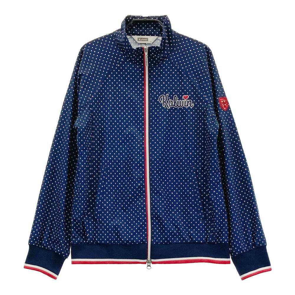 kolwin コルウィン ジップジャケット ワッペン ドット 総柄 ネイビー系 M 【中古】ゴルフウェア レディース