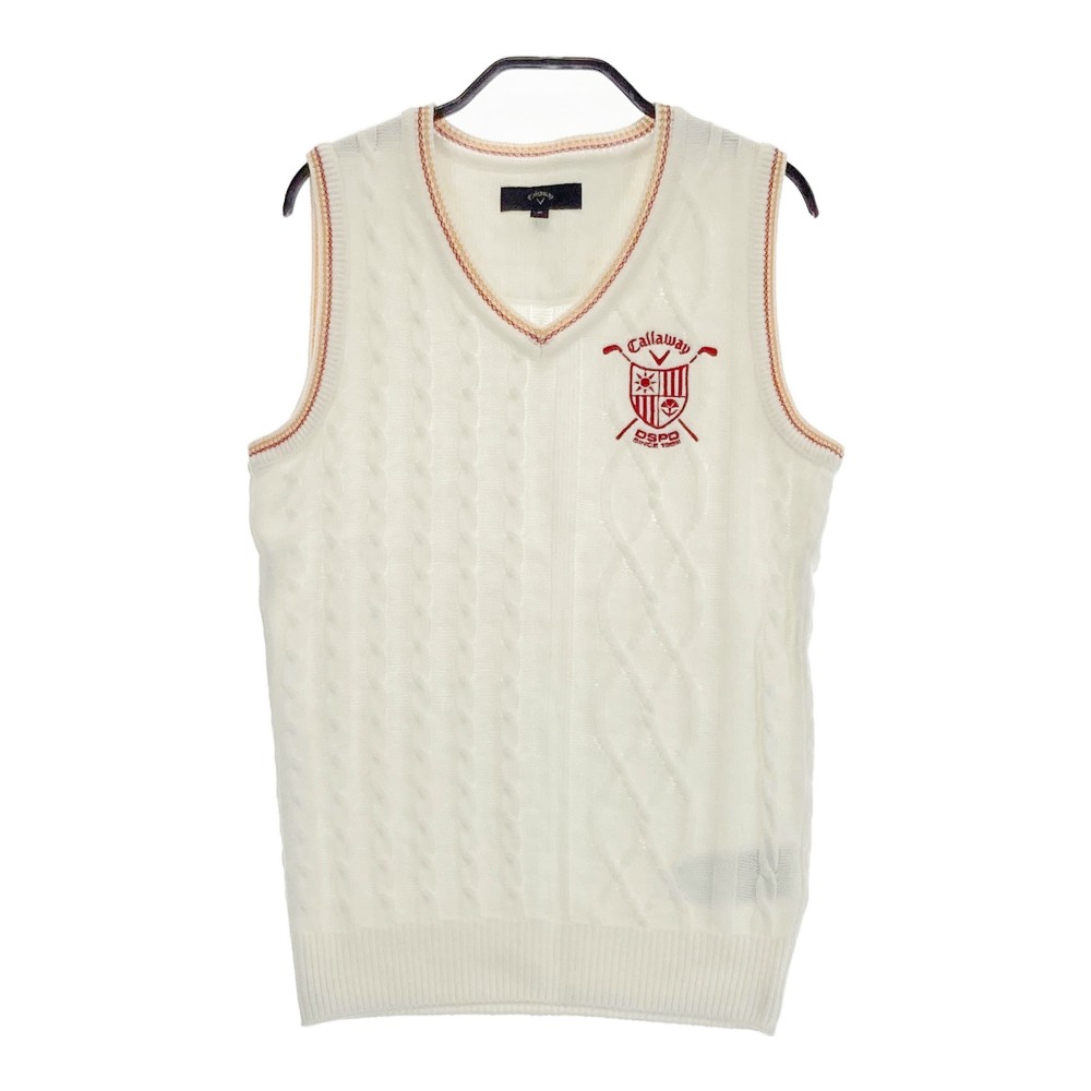 CALLAWAY キャロウェイ Vネック ニットベスト ホワイト系 M 【中古】ゴルフウェア レディース