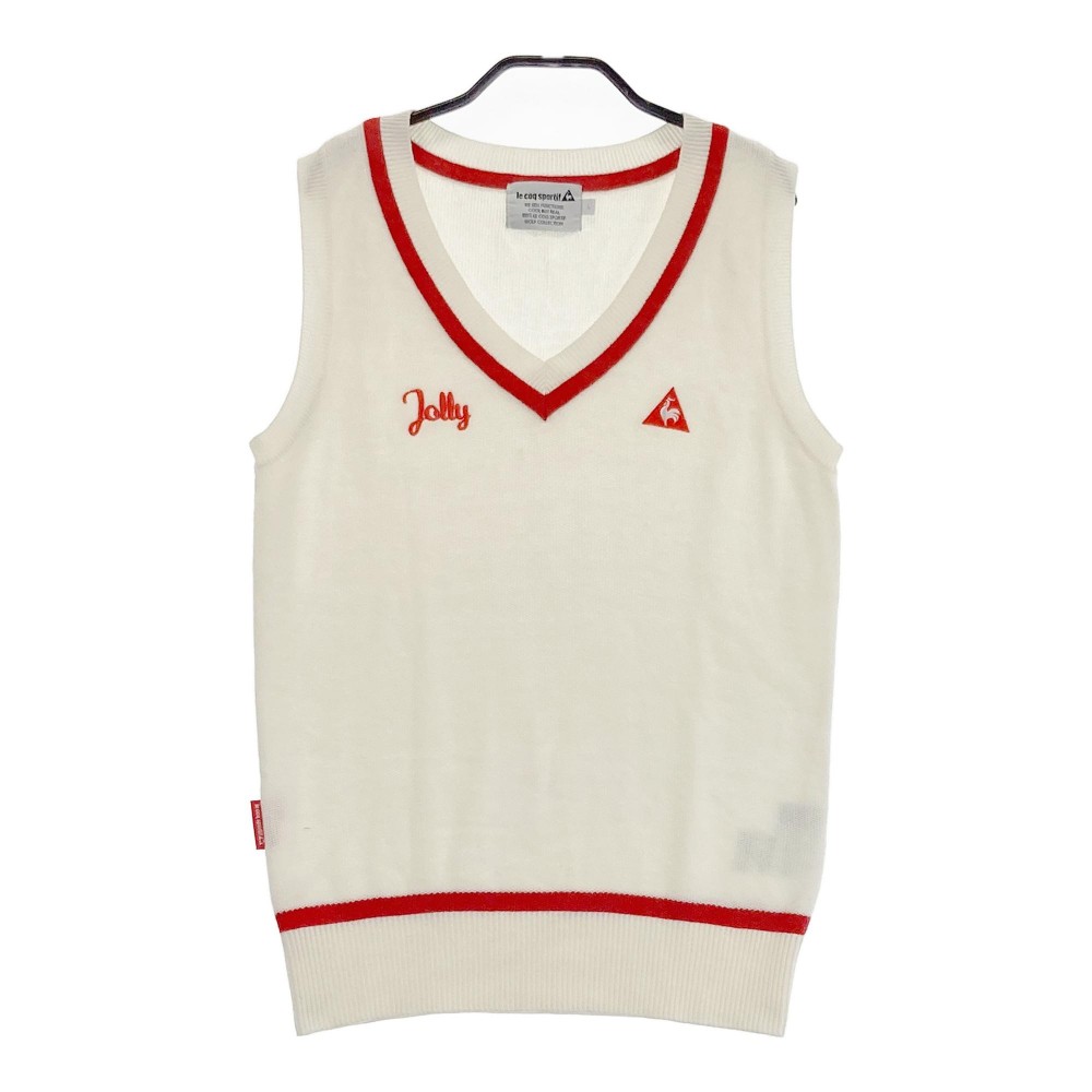 LECOQ GOLF ルコックゴルフ Vネックニットベスト ホワイト系 L 【中古】ゴルフウェア レディース