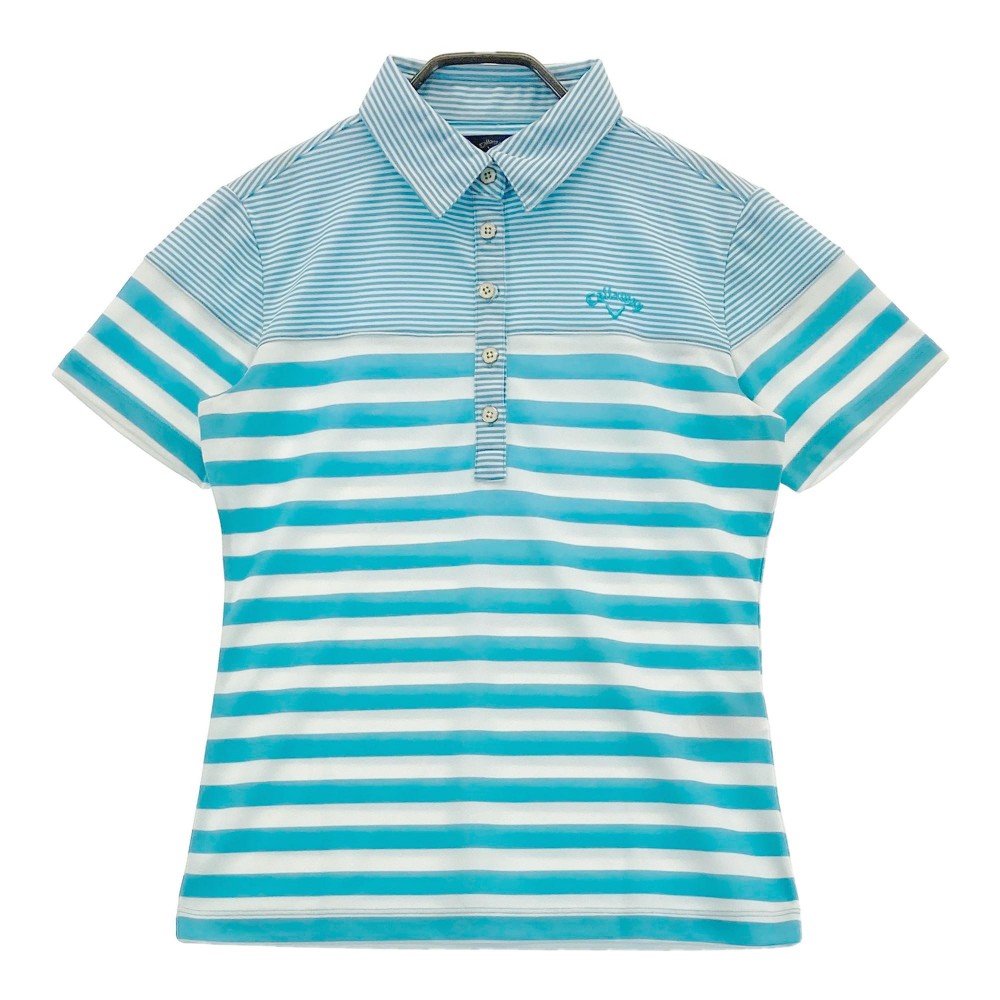 CALLAWAY キャロウェイ 半袖ポロシャツ ボーダー柄 ブルー系 M 【中古】ゴルフウェア レディース