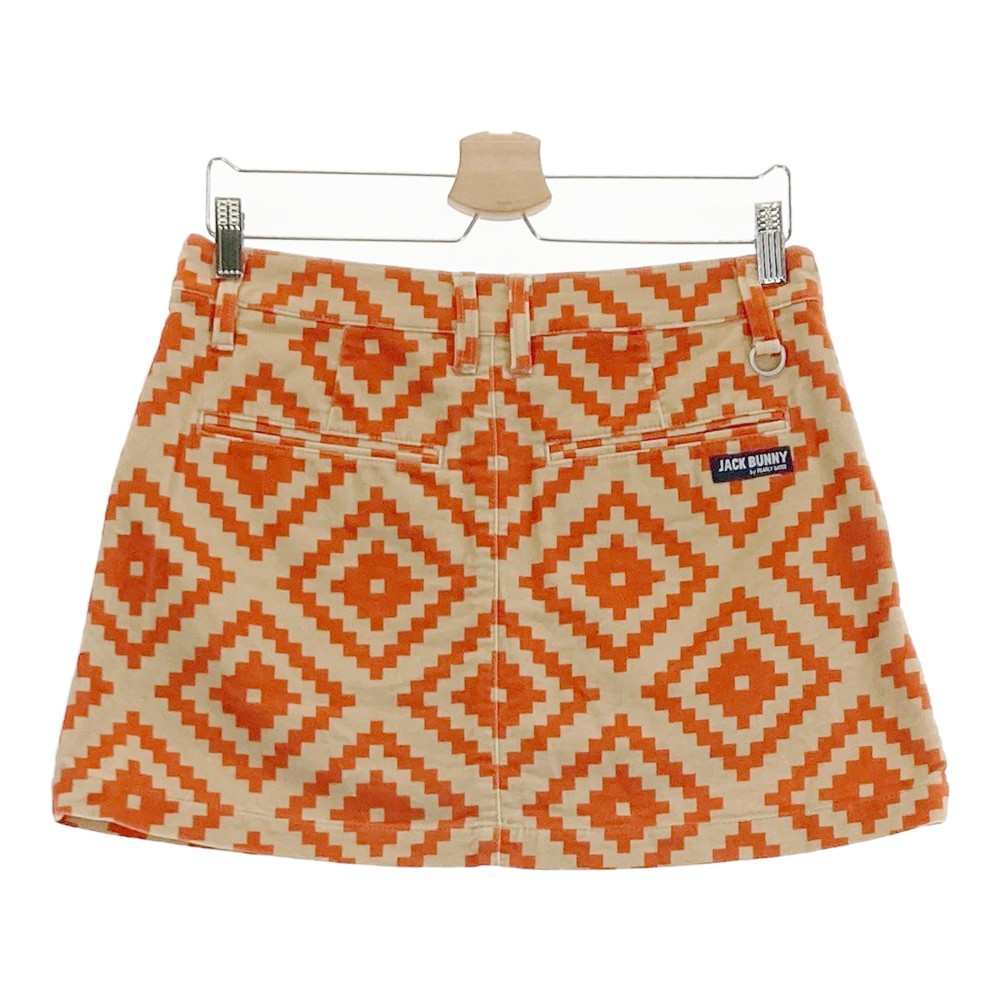 JACK BUNNY ジャックバニー インナー付スカート 総柄 ベージュ系 2 【中古】ゴルフウェア レディース