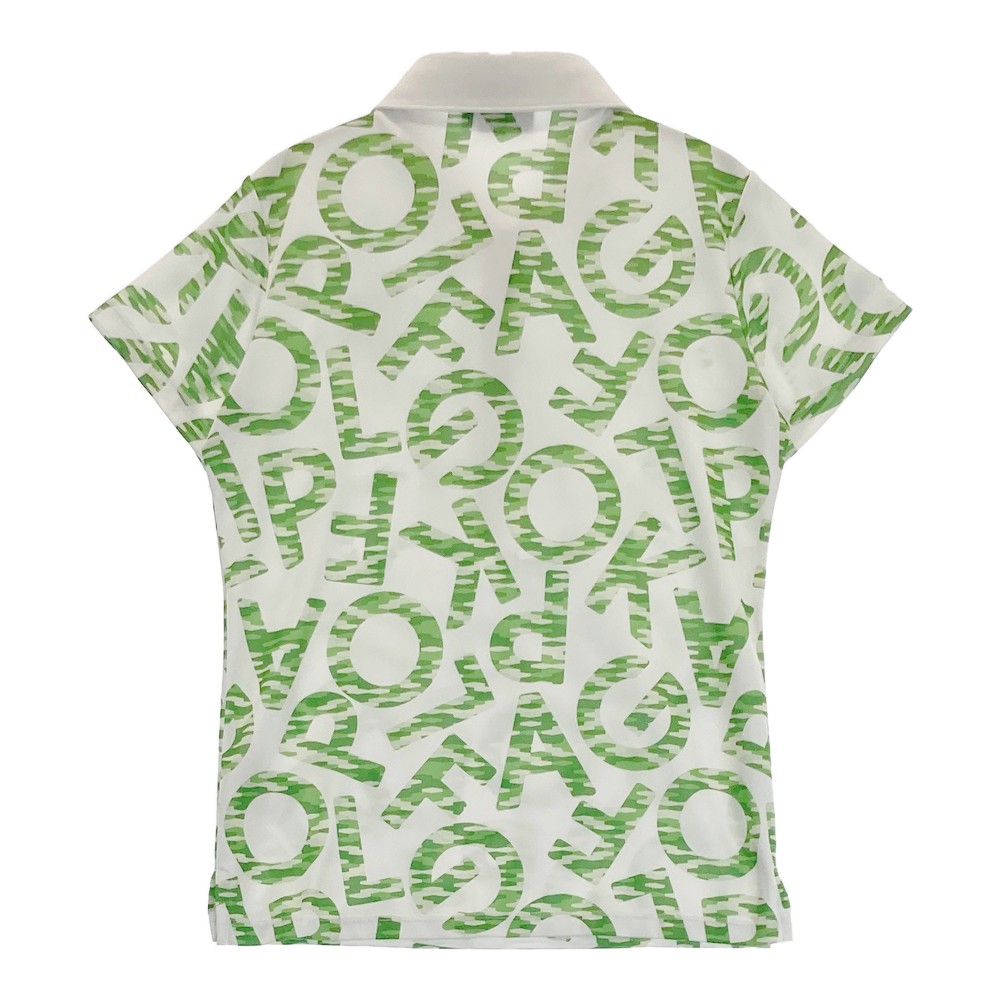 KAPPA GOLF カッパゴルフ 半袖ポロシャツ 英字総柄 ホワイト系 S 【中古】ゴルフウェア レディース