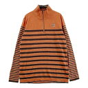HEAL CREEK ヒールクリーク カシミヤ混 ハーフジップ ニットセーター ボーダー柄 ブラウン系 42 【中古】ゴルフウェア レディース