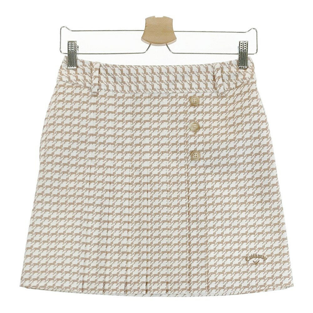 CALLAWAY キャロウェイ 裾プリーツ スカート バックジップ ホース千鳥柄 ブラウン系 S 【中古】ゴルフ..