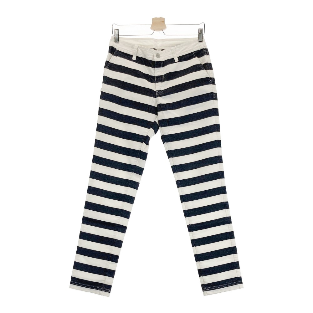 JACK BUNNY ジャックバニー コーデュロイ パンツ ボーダー柄 ホワイト系 2 【中古】ゴルフウェア レディース