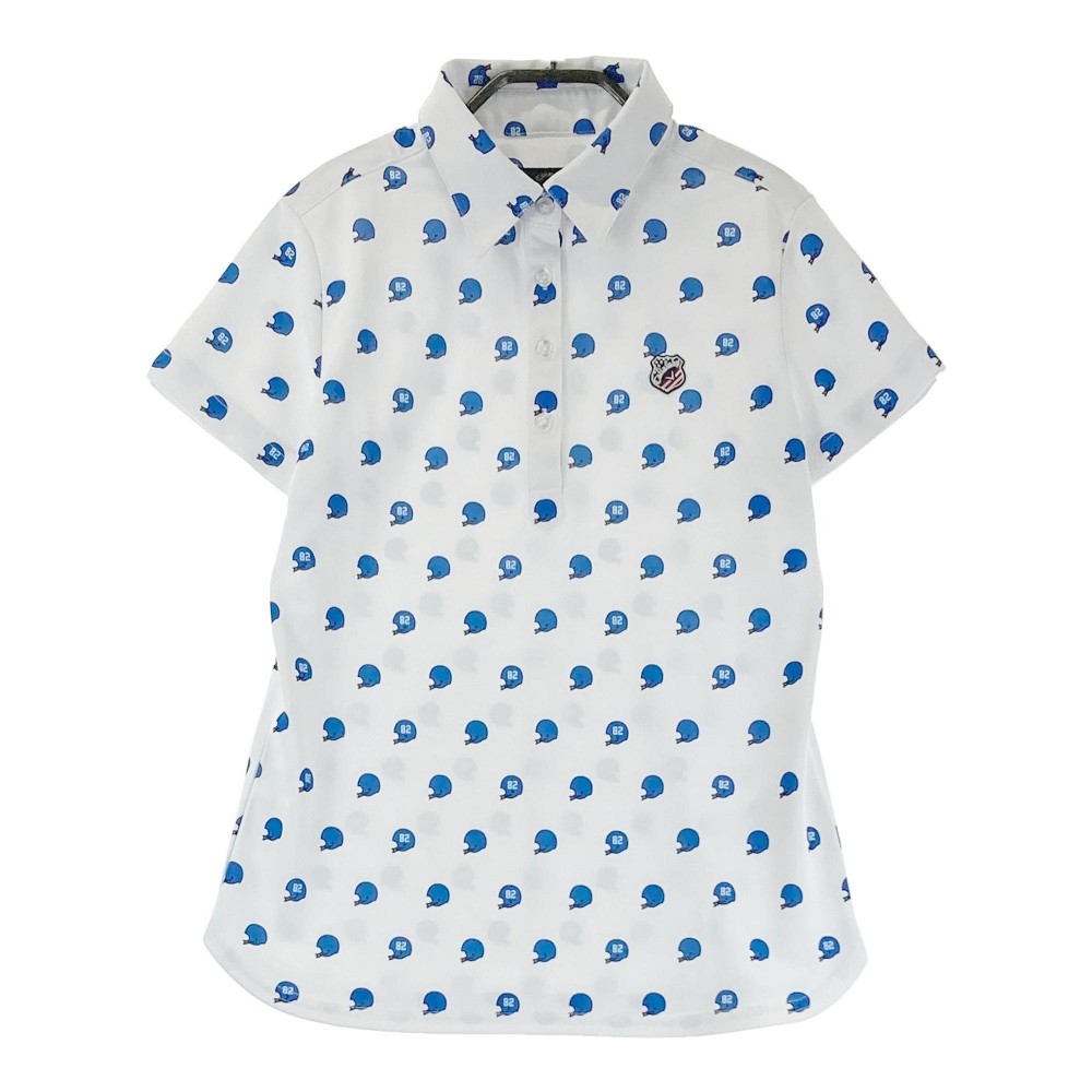 CALLAWAY キャロウェイ 半袖ポロシャツ ヘルメット柄 ホワイト系 M 【中古】ゴルフウェア レディース