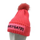 PEARLY GATES パーリーゲイツ ファー ボンボン付き ニット帽 ピンク系 FR 【中古】ゴルフウェア