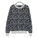 PEARLY GATES パーリーゲイツ 2023年モデル ニットセーター ロゴ 総柄 ブラック系 0 【中古】ゴルフウェア レディース