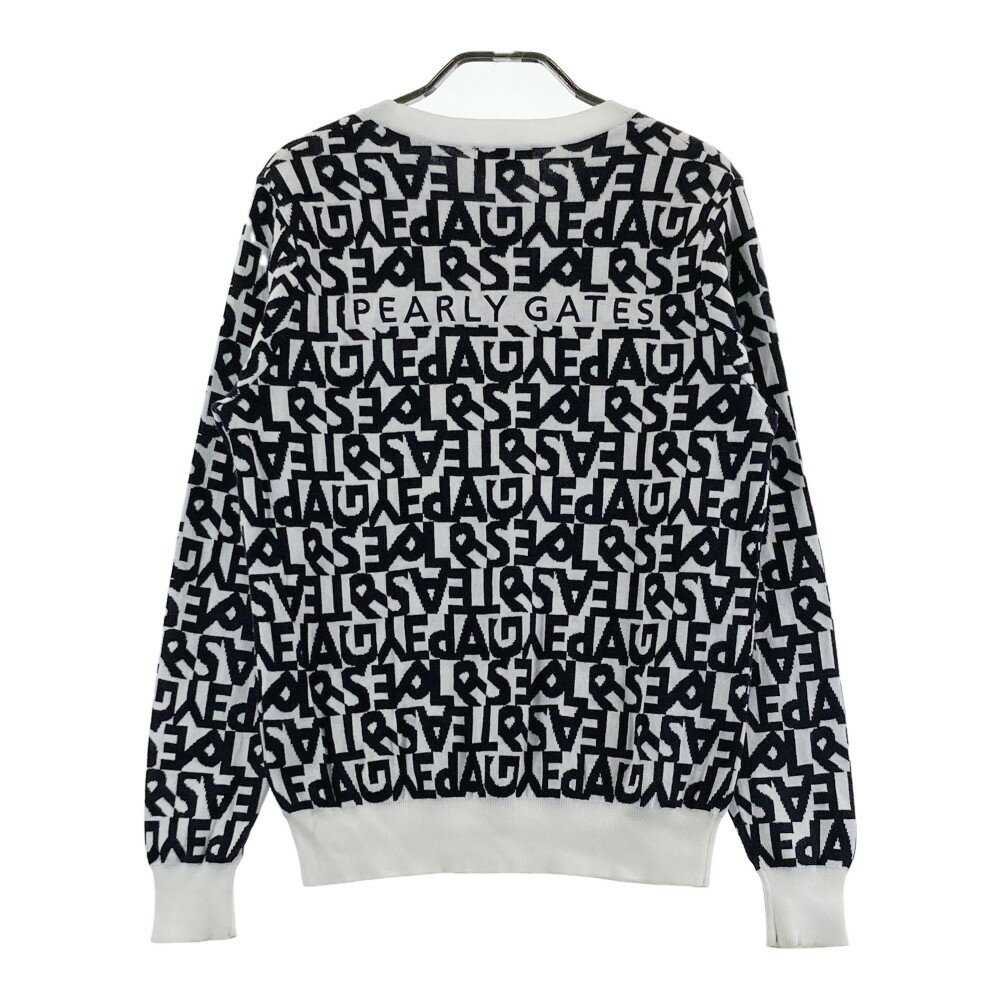 PEARLY GATES パーリーゲイツ 2023年モデル ニットセーター ロゴ 総柄 ブラック系 0 【中古】ゴルフウェア レディース