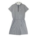 VIVA HEART ビバハート ハーフジップ 半袖ワンピース ストライプ柄 グレー系 40 【中古】ゴルフウェア レディース
