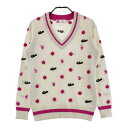 VIVA HEART ビバハート ウール混 ニットセーター 総柄 ホワイト系 40 【中古】ゴルフウェア レディース