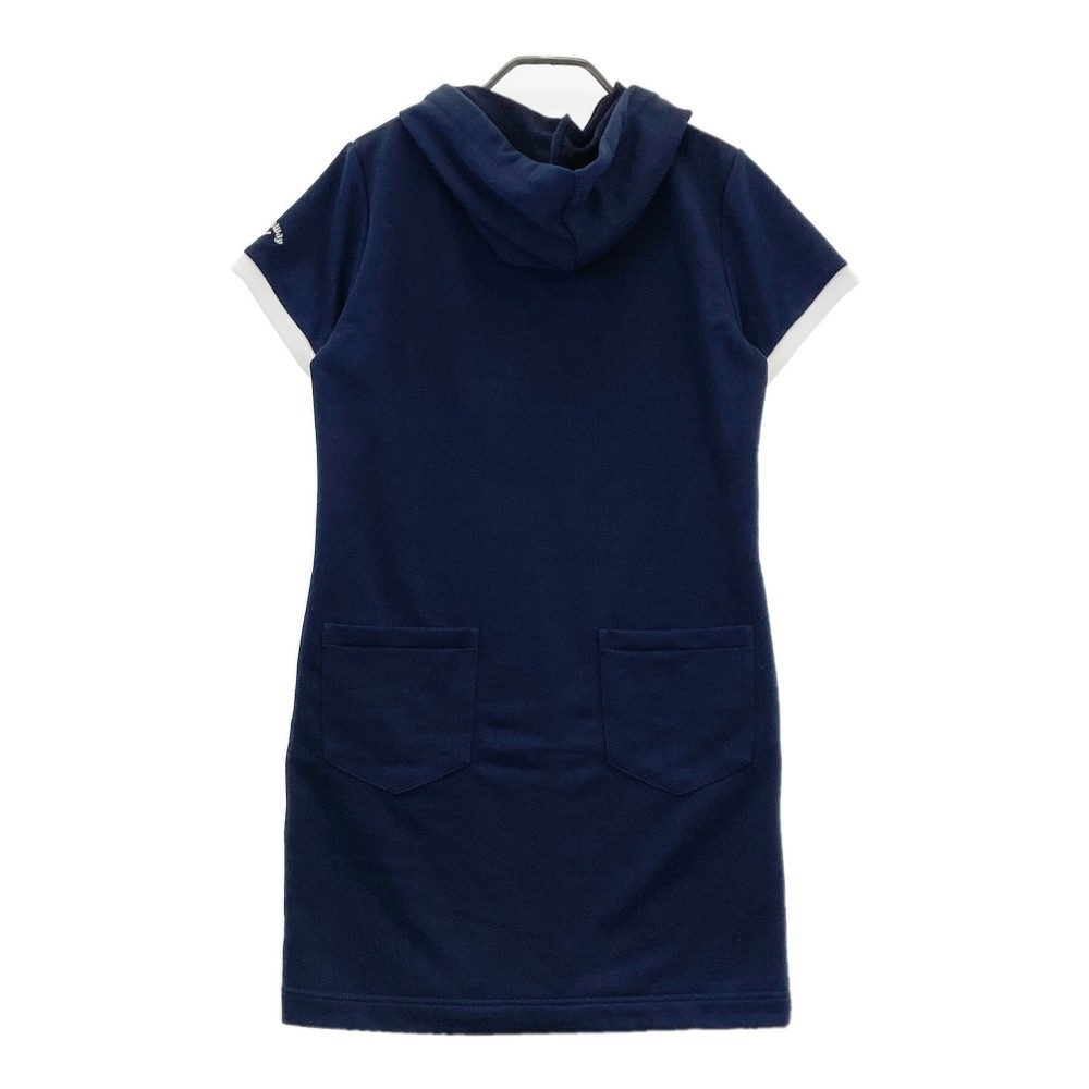 CALLAWAY キャロウェイ 2023年モデル スウェット フード付 半袖ワンピース ネイビー系 S 【中古】ゴルフウェア レディース