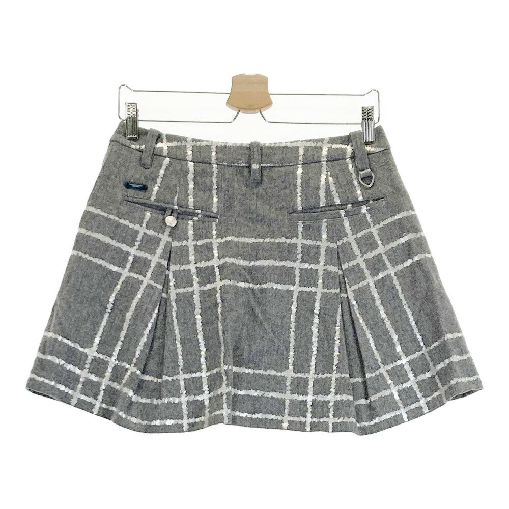 MASTER BUNNY EDITION マスターバニーエディション 159-5234010 裏地付 ウール混 ストレッチスカート チェック柄 グレー系 1 【中古】ゴルフウェア レディース