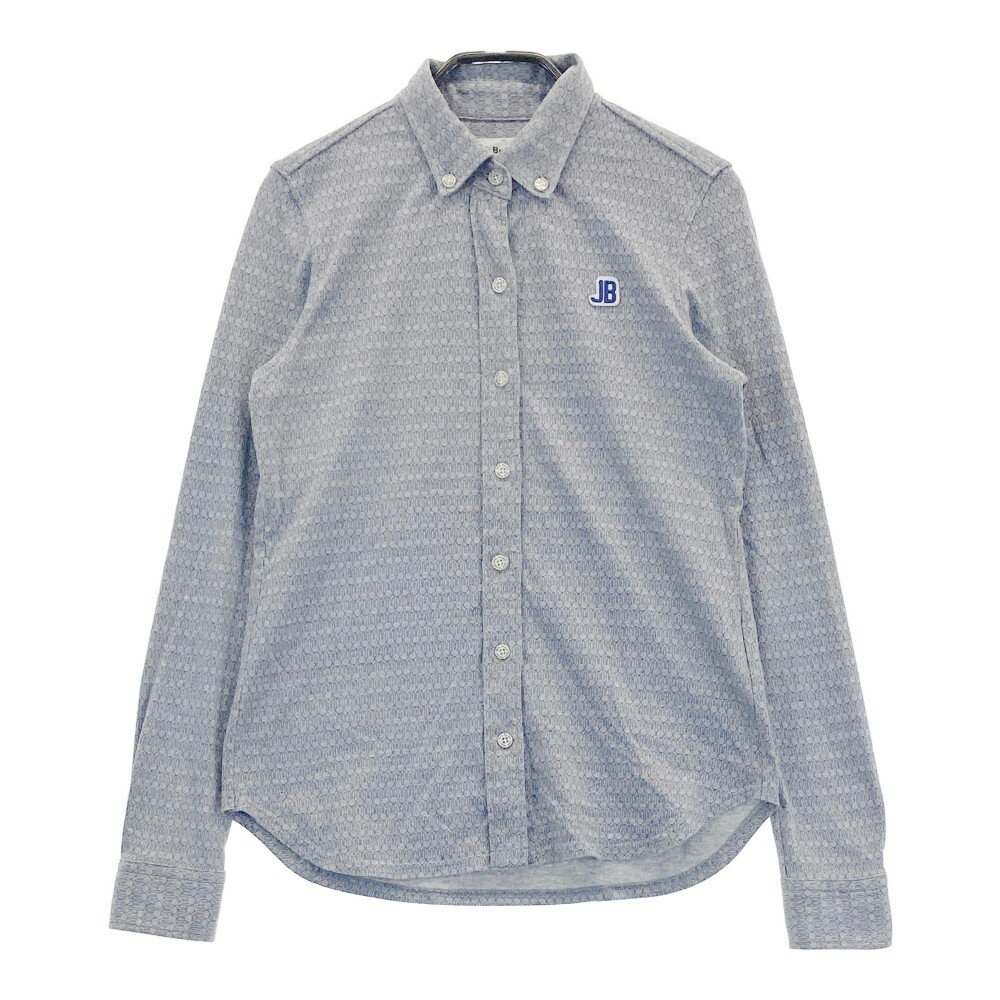 JACK BUNNY ジャックバニー 長袖シャツ ボタンダウン 総柄 グレー系 0 【中古】ゴルフウェア レディース