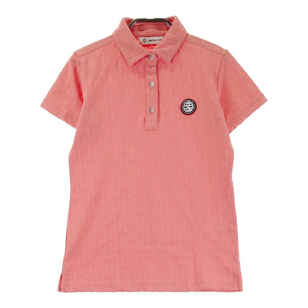 AND PER SE アンパスィ 半袖ポロシャツ 総柄 オレンジ系 S 【中古】ゴルフウェア レディース