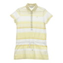 MUNSING WEAR マンシングウェア SL1700 半袖ポロ ワンピース ボーダー柄 イエロー系 L 【中古】ゴルフウェア レディース その1
