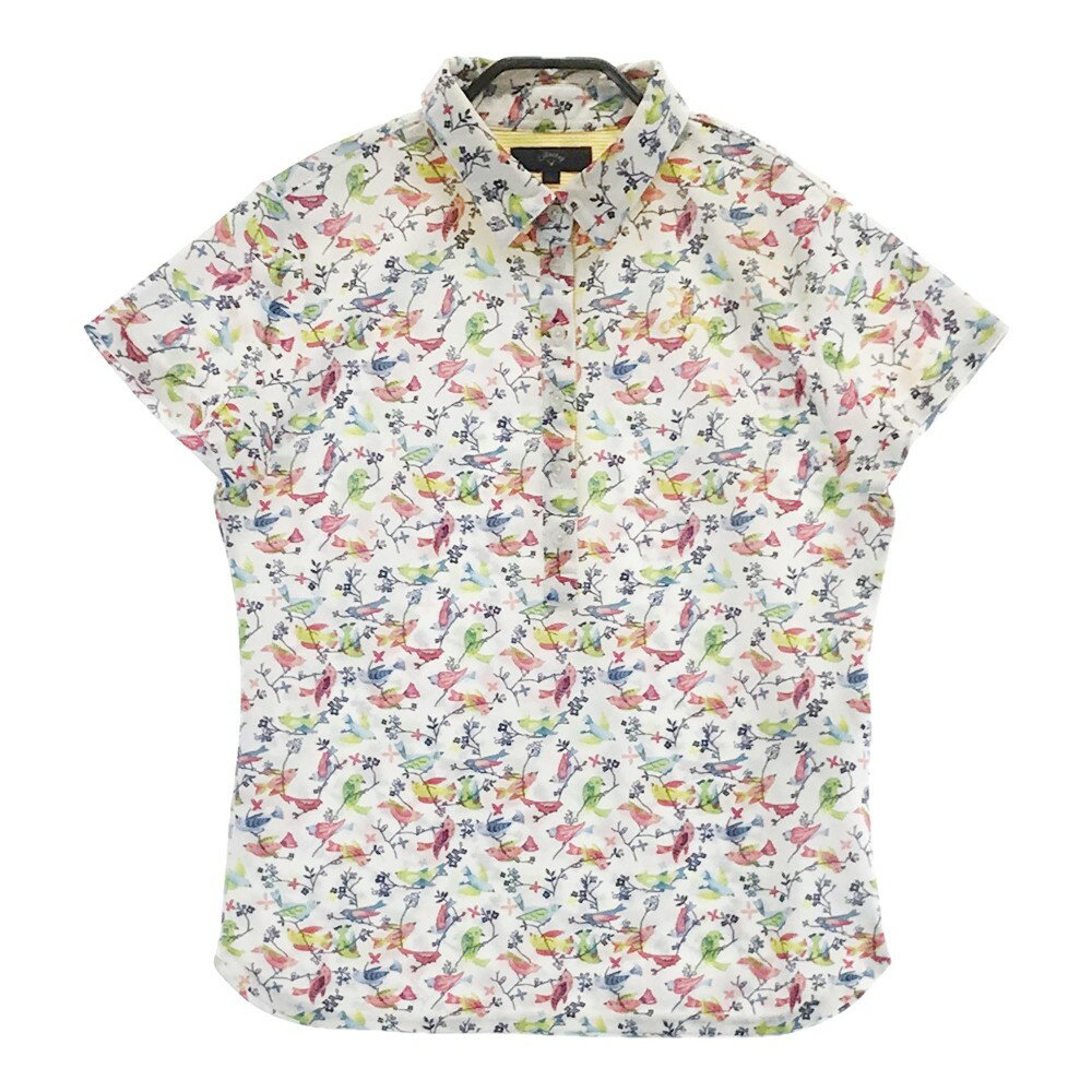 CALLAWAY キャロウェイ 半袖ポロシャツ 総柄 ホワイト系 L 【中古】ゴルフウェア レディース