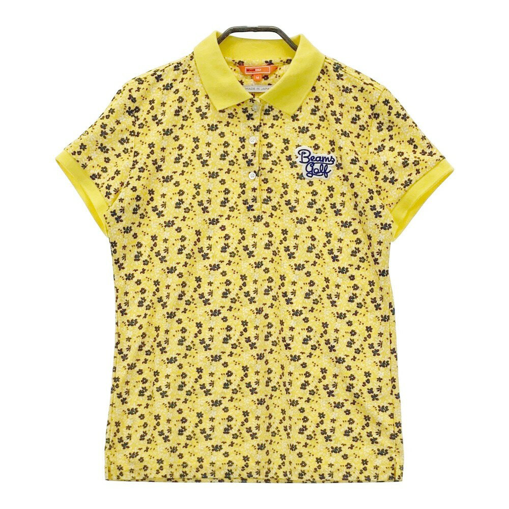 BEAMS GOLF ビームスゴルフ 半袖ポロシャツ 花柄 イエロー系 M 【中古】ゴルフウェア レディース