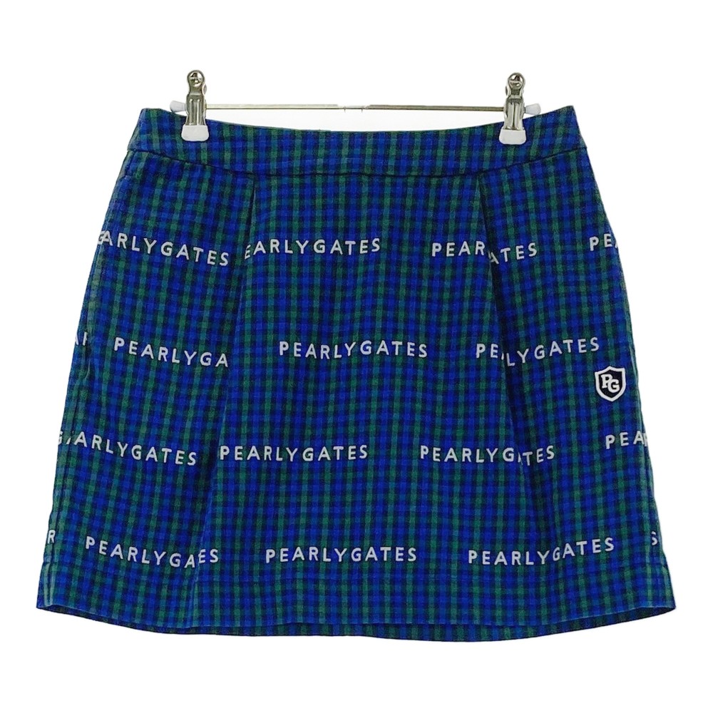 PEARLY GATES パーリーゲイツ スカート チェック柄 ブルー系 0 【中古】ゴルフウェア レディース