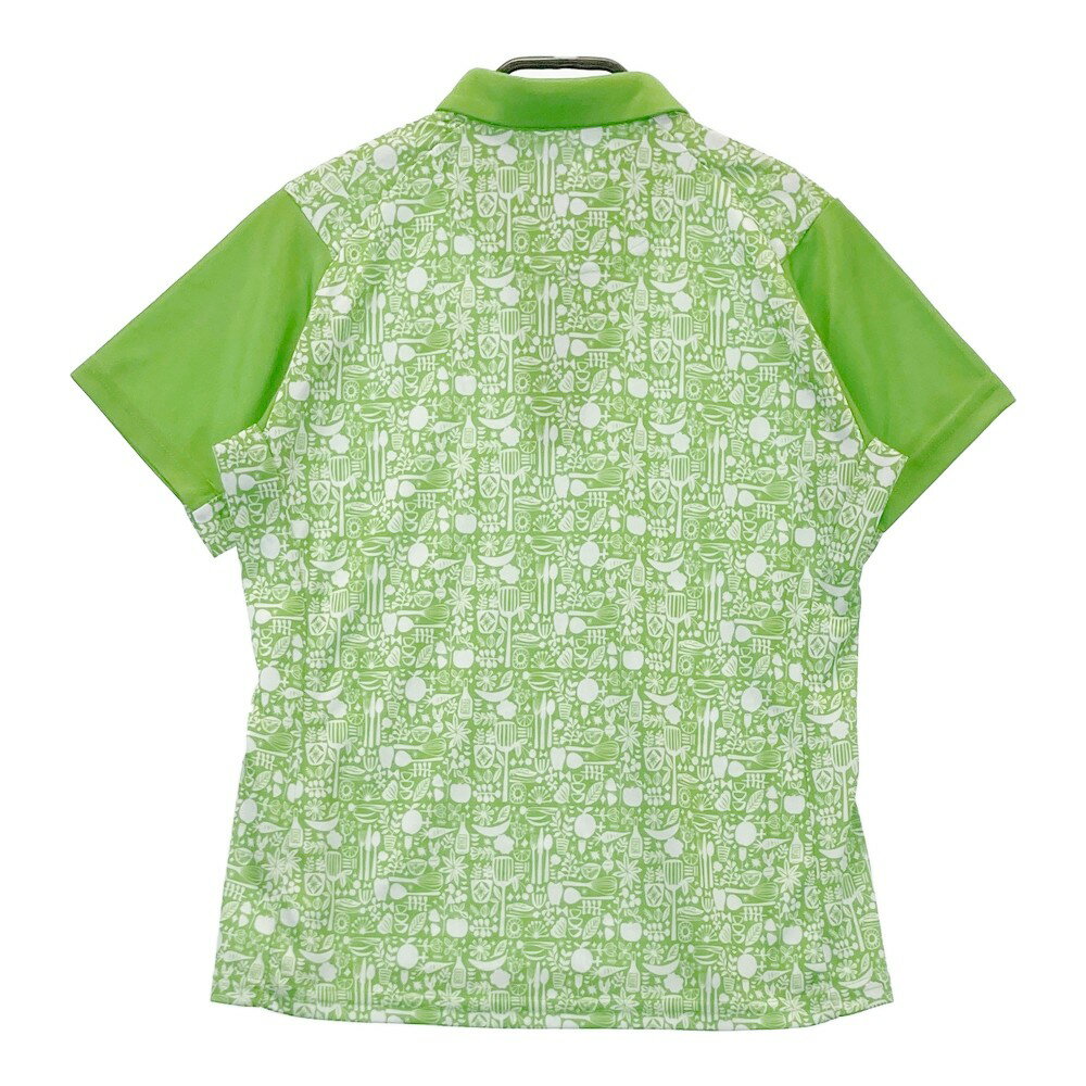 EFFICACE エフィカス 半袖ポロシャツ 総柄 グリーン系 M 【中古】ゴルフウェア レディース