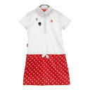 LECOQ GOLF ルコックゴルフ 半袖ワンピース ヤシ柄 ホワイト系 M 【中古】ゴルフウェア レディース