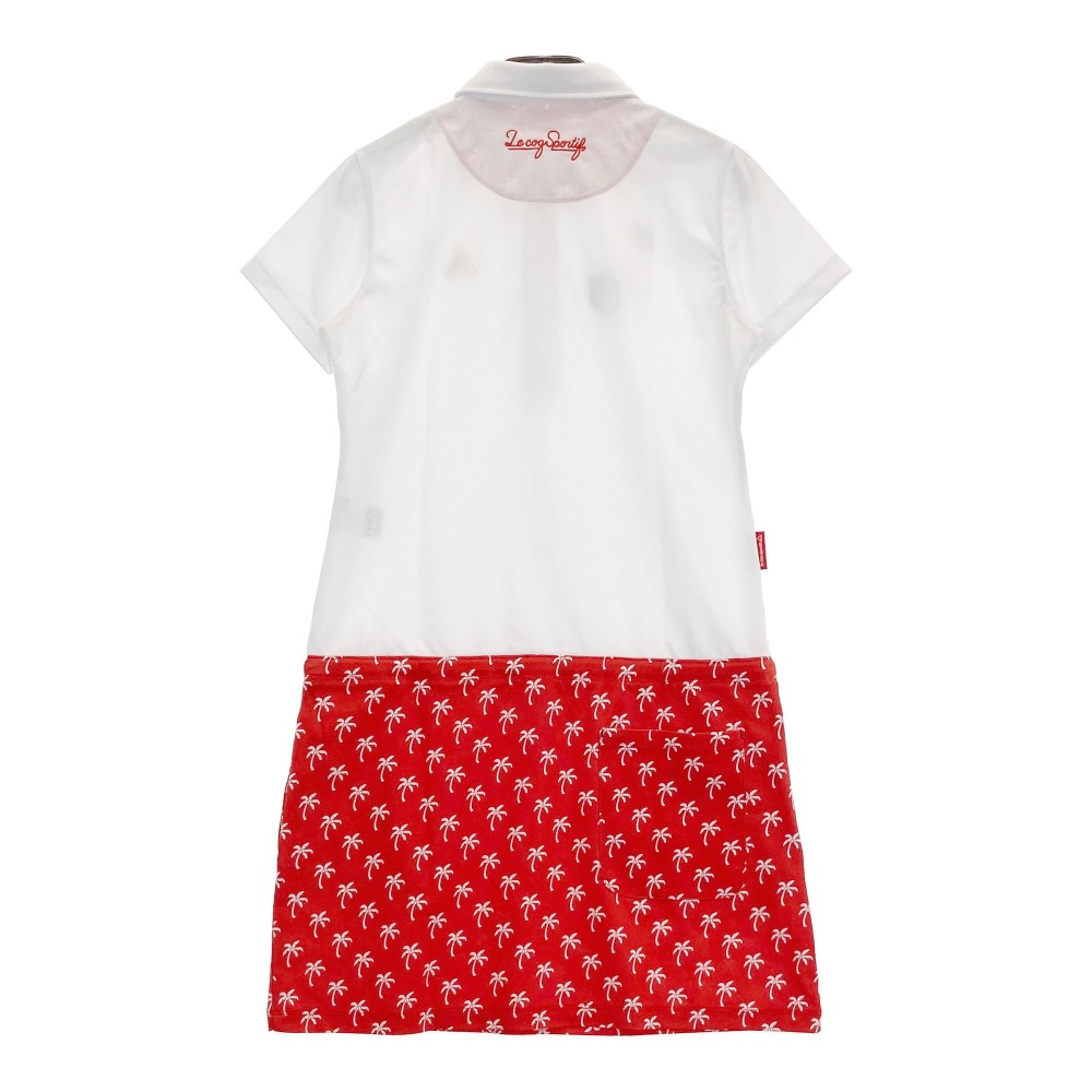 LECOQ GOLF ルコックゴルフ 半袖ワンピース ヤシ柄 ホワイト系 M 【中古】ゴルフウェア レディース