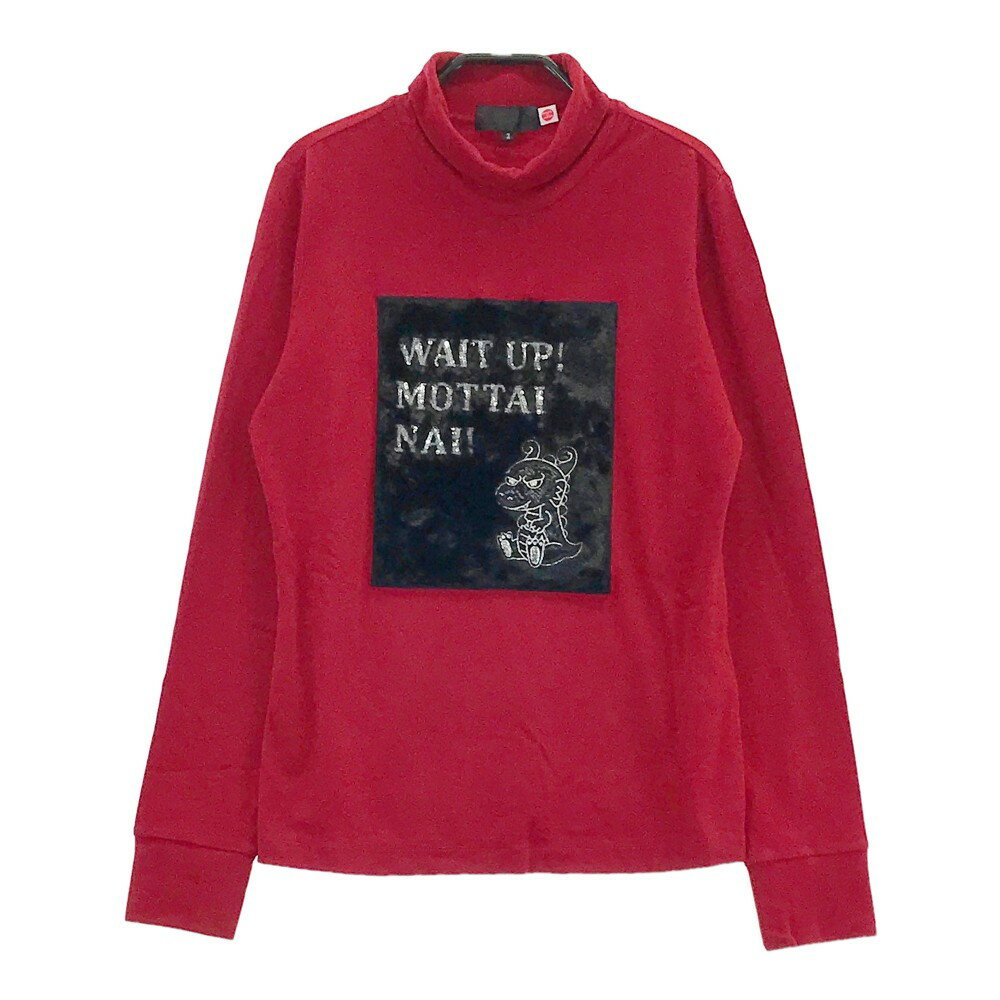 DANCE WITH DRAGON ダンスウィズドラゴン チビドラ タートルネック 長袖Tシャツ レッド系 2 【中古】ゴルフウェア レディース
