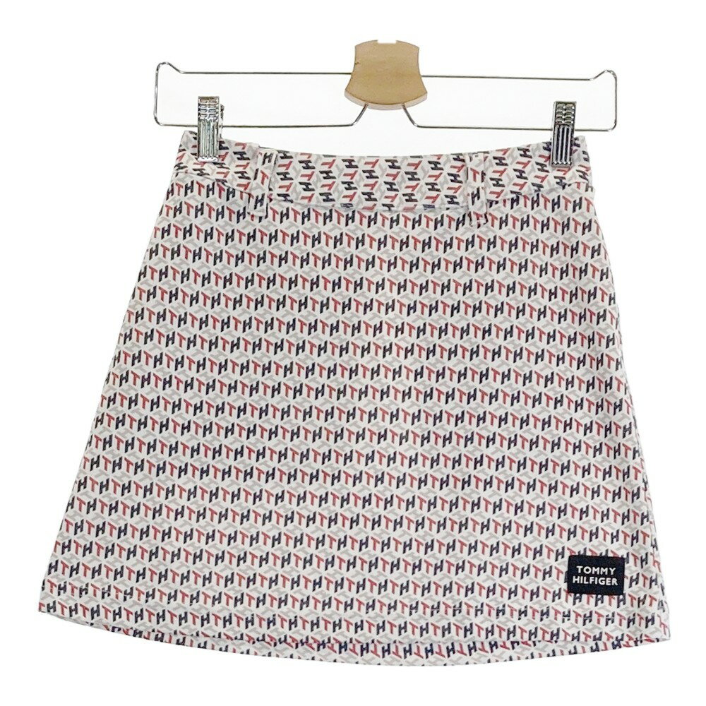 TOMMY HILFIGER GOLF トミー ヒルフィガーゴルフ ストレッチスカート ロゴ 総柄 ホワイト系 S 【中古】..