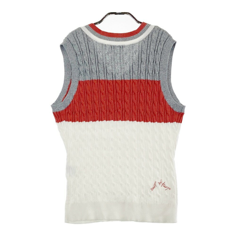 ROSASEN ロサーセン ケーブルニットベスト ホワイト系 L 【中古】ゴルフウェア レディース