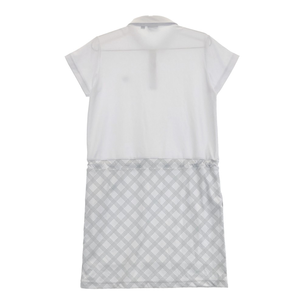 FIDRA フィドラ 裏地付 半袖ポロワンピース チェック柄 ホワイト系 M 【中古】ゴルフウェア レディース