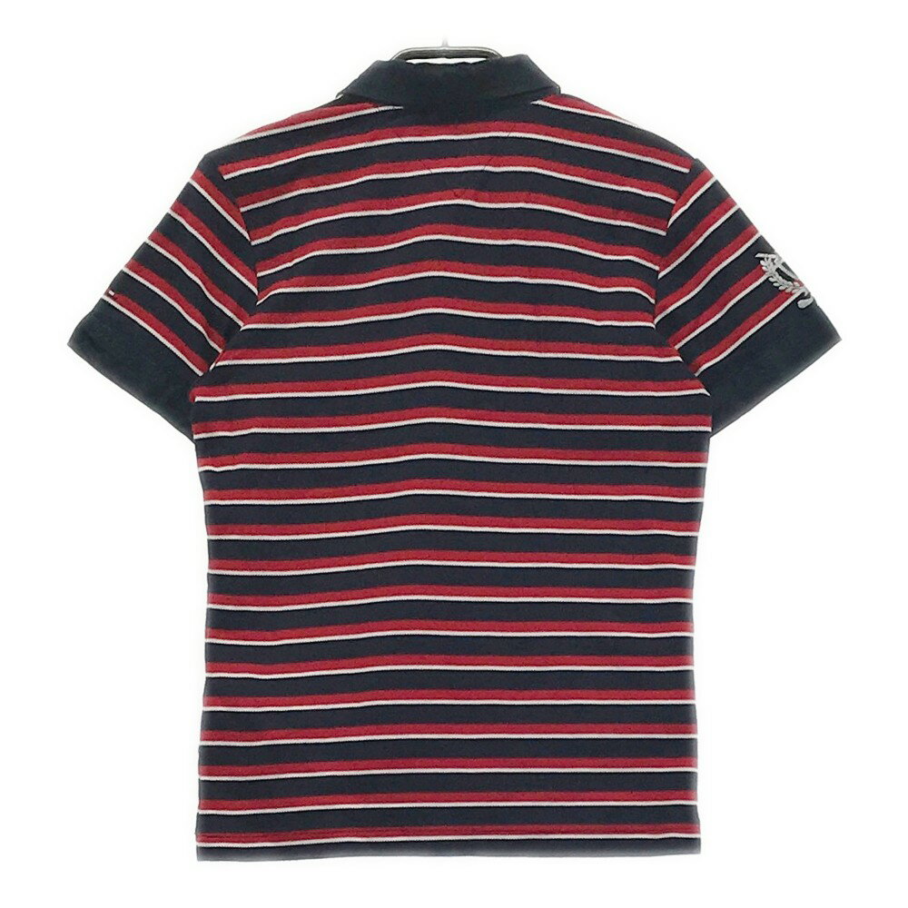 TOMMY HILFIGER GOLF トミー ヒルフィガーゴルフ 半袖ポロシャツ ボーダー柄 ネイビー系 S 【中古】ゴルフウェア レディース