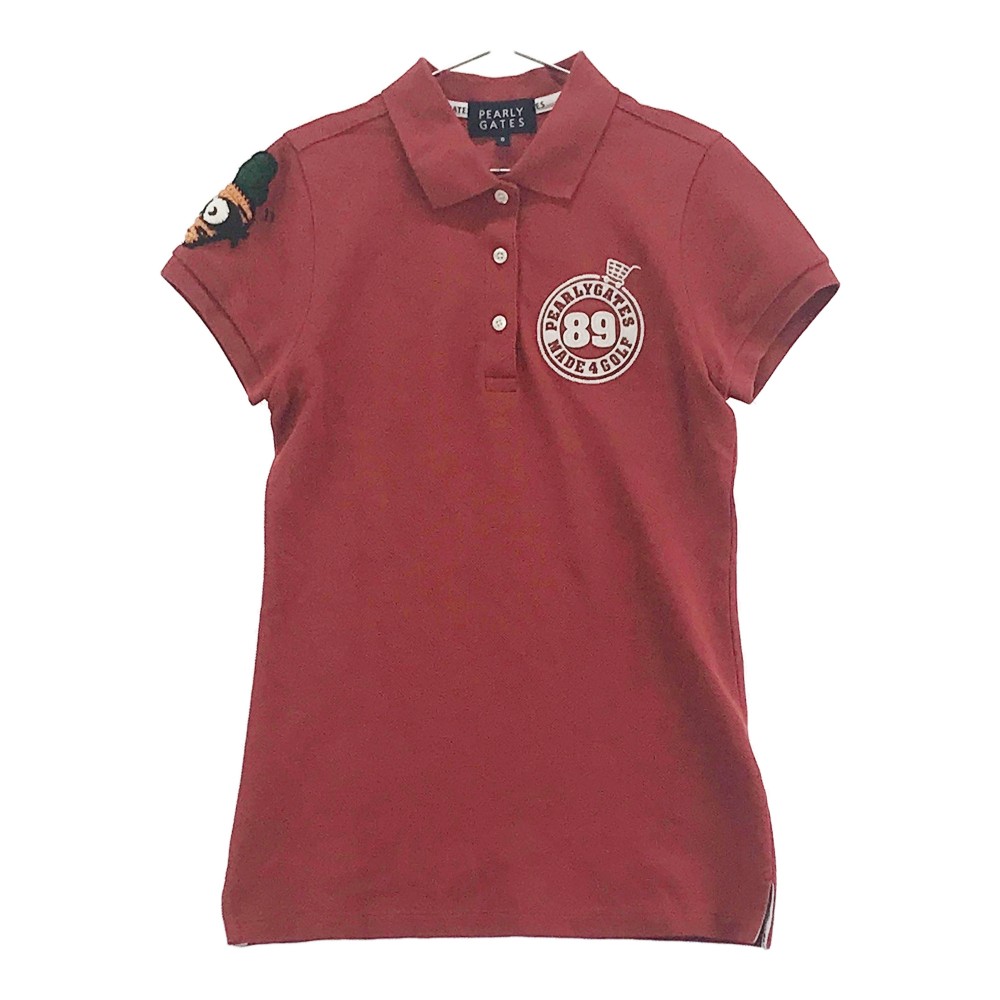 PEARLY GATES パーリーゲイツ 半袖ポロシャツ にんじん刺繍 レッド系 0 【中古】ゴルフウェア レディース
