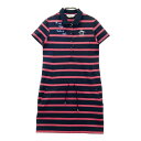 MUNSING WEAR マンシングウェア 半袖ポロワンピース ボーダー柄 ネイビー系 M 【中古】ゴルフウェア レディース その1