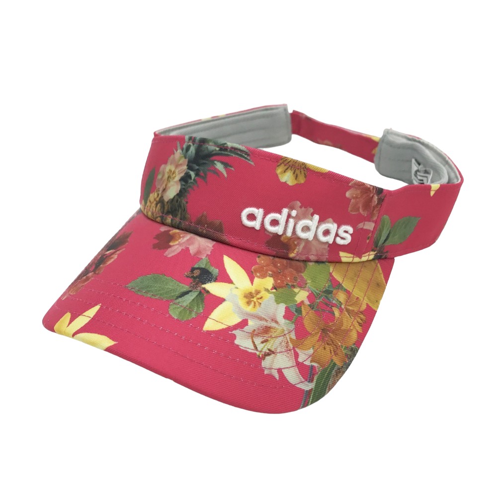 ADIDAS GOLF アディダスゴルフ サンバイザー トロピカル柄 ピンク系 56-58cm 【中古】ゴルフウェア
