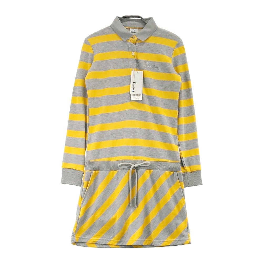 PARADISO パラディーゾ 長袖ワンピース ボーダー柄 グレー系 S 【中古】ゴルフウェア レディース