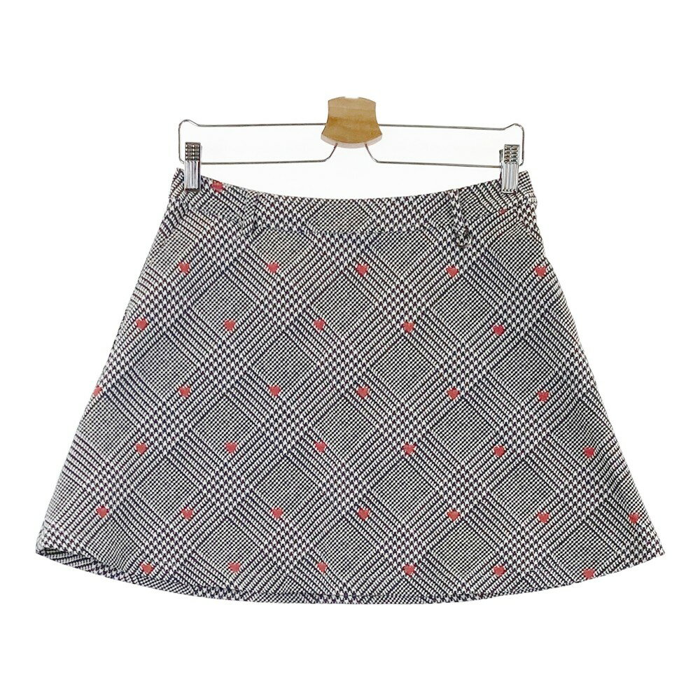 ADABAT アダバット ポケット付き スカート 千鳥格子 × ハート ブラック系 38 【中古】ゴルフウェア レディース