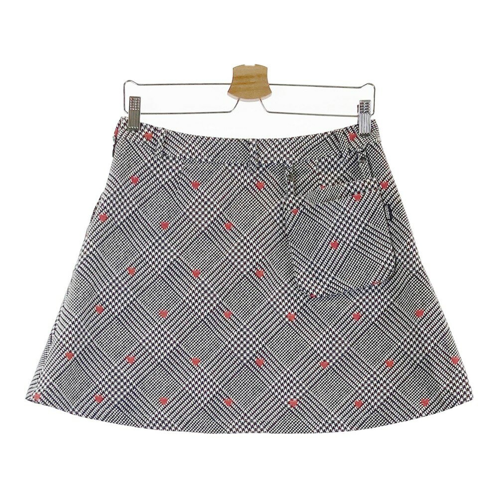 ADABAT アダバット ポケット付き スカート 千鳥格子 × ハート ブラック系 38 【中古】ゴルフウェア レディース