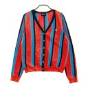 PEARLY GATES パーリーゲイツ ニット カーディガン ストライプ柄 レッド系 1 【中古】ゴルフウェア レディース