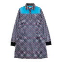 EFFICACE エフィカス 長袖 ポロワンピース 花柄 ブラック系 1 【中古】ゴルフウェア レディース