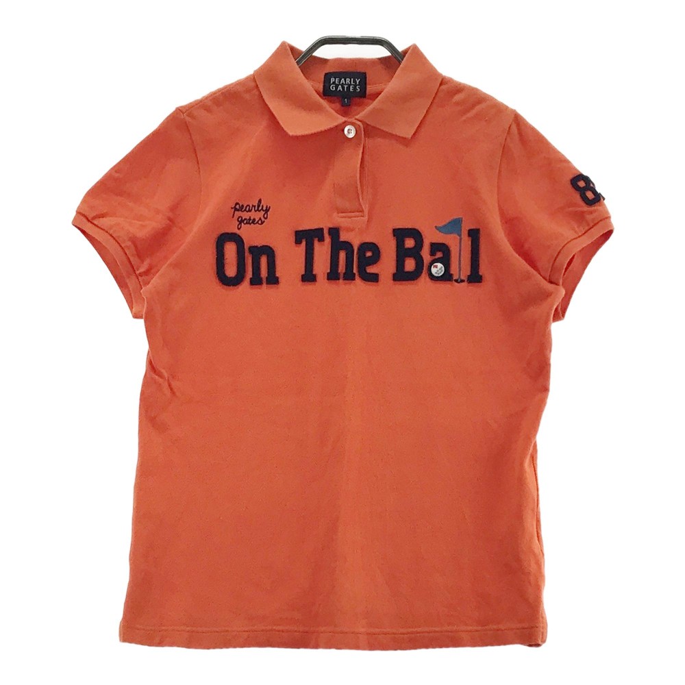 PEARLY GATES パーリーゲイツ 半袖ポロシャツ ニコちゃん オレンジ系 1 【中古】ゴルフウェア レディース