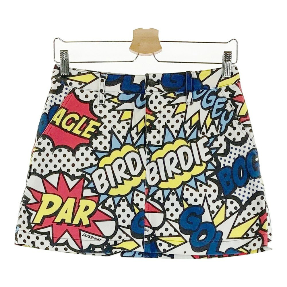 JACK BUNNY ジャックバニー インナー付き ストレッチスカート コミック 総柄 ホワイト系 1 【中古】ゴ..