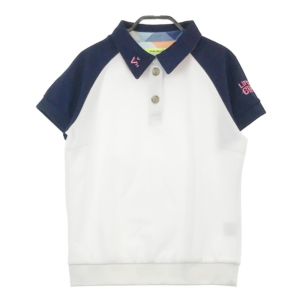 VIVA HEART ビバハート 半袖ポロシャツ ホワイト系 42 【中古】ゴルフウェア レディース