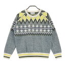JACK BUNNY ジャックバニー ウール混 ニットセーター 総柄 グレー系 1 【中古】ゴルフウェア レディース