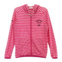 ADIDAS GOLF アディダスゴルフ ジップ パーカー ボーダー柄 ピンク系 S/P 【中古】ゴルフウェア レディース