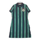 MUNSING WEAR マンシングウェア 半袖ワンピース ストライプ 総柄 ネイビー系 L 【中古】ゴルフウェア レディース